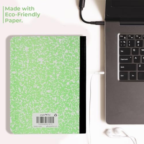 Paper Rite Assorted Marble Composition Notebook Wide Ruled (9.75x7.5 in), 100 Sheets | 200 Pages | For School, Office, Students, Teachers (4, Green)