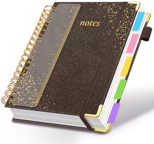 Hardcover Spiral Notebook with Tabs & Dividers, 8.5"x11" 5 Subject