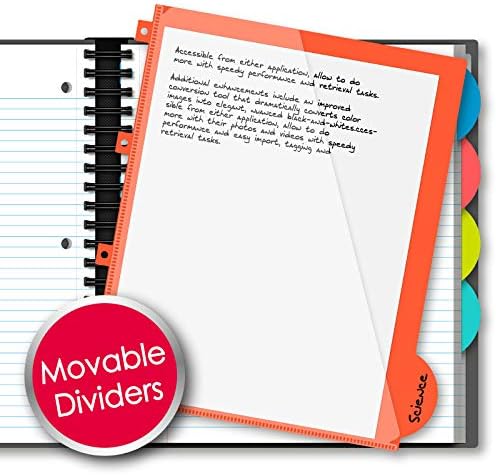 iScholar iQ+ 5-Subject Poly Cover Wirebound Notebook, College Ruled, 11 x 8.5 Inch Sheet Size, 200 Sheets, White (59906-WH)