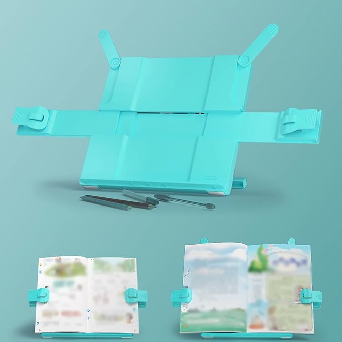 TOMYEUS Bookstand 4 Colors Book Stand, Cookbook Document Holder for Reading, Adjustable and Portable Cooking Bookstand for Recipe, Textbook, Tablet Portable Book Stand (Color : Blue)