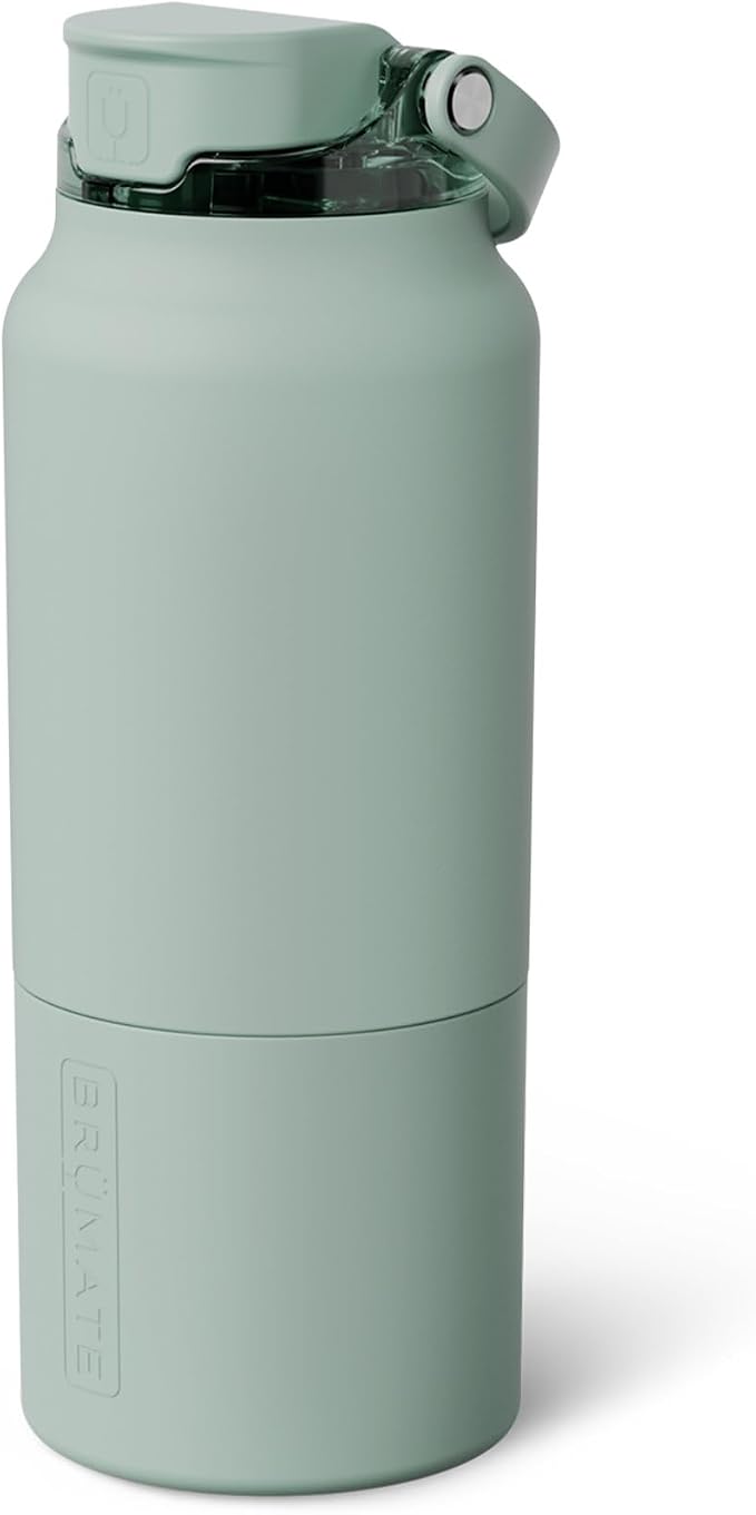 BrüMate Rise 35oz Water Bottle With 100% Leakproof Covered Silicone Straw | Insulated Stainless Steel Water Bottle With Removable Straw | Fast Flow | Soft Sip Silicone Spout | BPA-Free (Sage)
