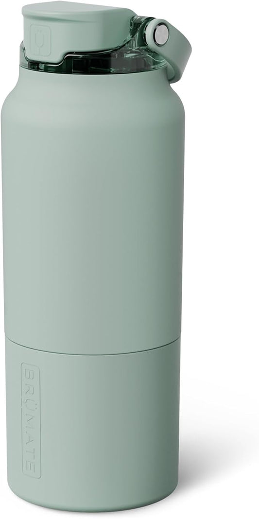BrüMate Rise 35oz Water Bottle With 100% Leakproof Covered Silicone Straw | Insulated Stainless Steel Water Bottle With Removable Straw | Fast Flow | Soft Sip Silicone Spout | BPA-Free (Sage)