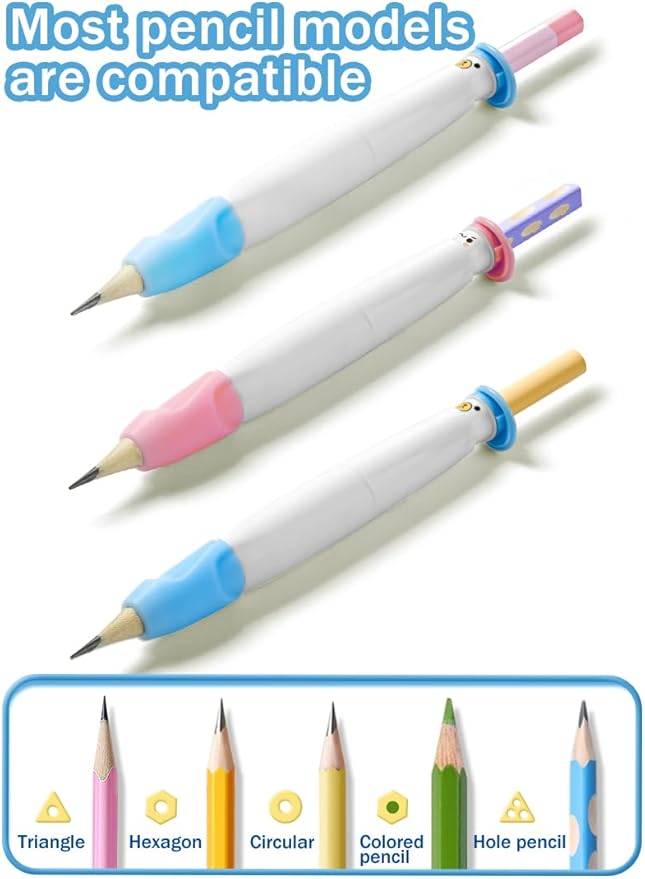 Pencil Grips for Kids Handwriting, Pencil Grippers, Writing Posture Correction for Toddler/Preschool, Homeschool Education, can Serve as Mechanical Pencil & Pencil Extender (1PCS, Pink)