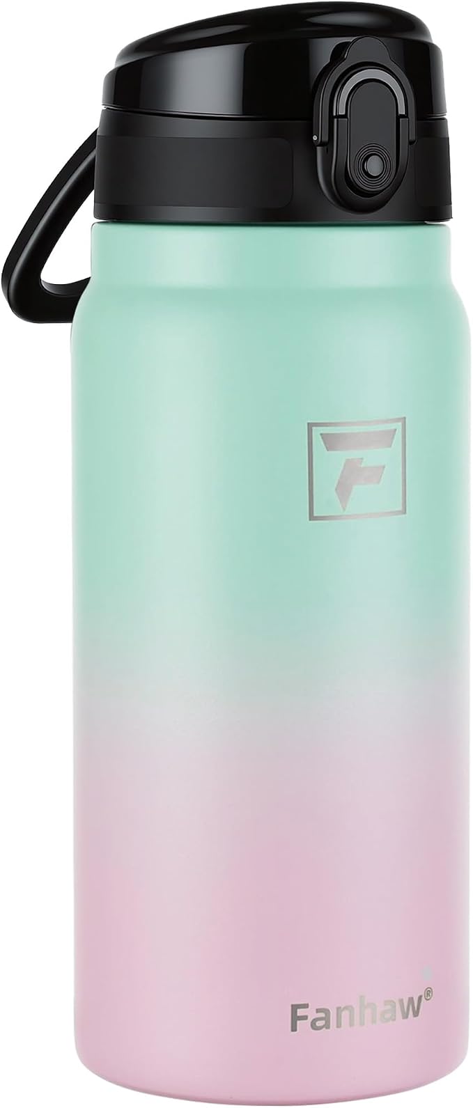 Fanhaw 20 Oz Insulated Stainless Steel Water Bottle with Chug Lid – Wide Mouth, Leak-Proof, BPA-Free – Ideal for Kids, Adults, Sports, Gym, and Outdoor Use (Green Pink)