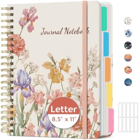 Taja Spiral Notebooks for Work 5 Subject Notebook with Removable Dividers