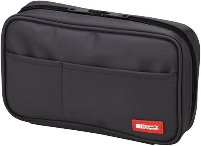 LIHIT LAB Large Capacity Zipper Pencil Case For School Office College, Big Capacity 4 Compartments Pencil Bag Holder Adults Teen Boys Girls, Travel Cosmetics Storage, Black (A7551-24)