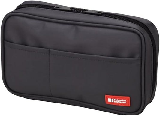 LIHIT LAB Large Capacity Zipper Pencil Case For School Office College, Big Capacity 4 Compartments Pencil Bag Holder Adults Teen Boys Girls, Travel Cosmetics Storage, Black (A7551-24)