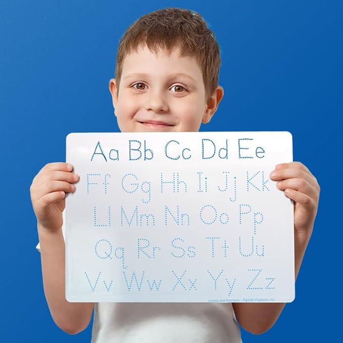 Flipside Products 9" x 12" Two-Sided Letters and Numbers Dry Erase Learning Mat, Flexible, Education Learning, Tracing, Economical, 12 Pack