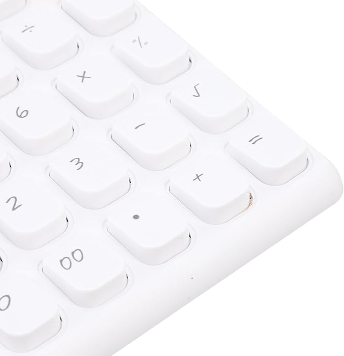 GLOGLOW Solar Power Calculator, ABS Material, 12 Digits Large LCD, Tactile Buttons, Great for Office Study and School Use (White)