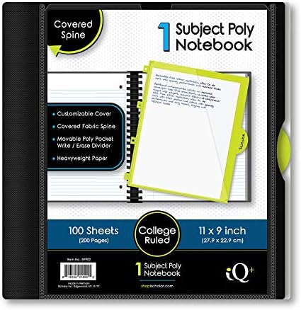 iScholar iQ 1-Subject Poly Cover Wirebound Notebook, College Ruled, 11 x 8.5 Inch Sheet Size, 100 Sheets, Cover Color May Vary (59902)