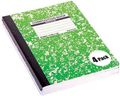 Mintra Office Composition Books - Sturdy Flexible Cover (4 Pack, Assorted Marble Comp - Wide Ruled)