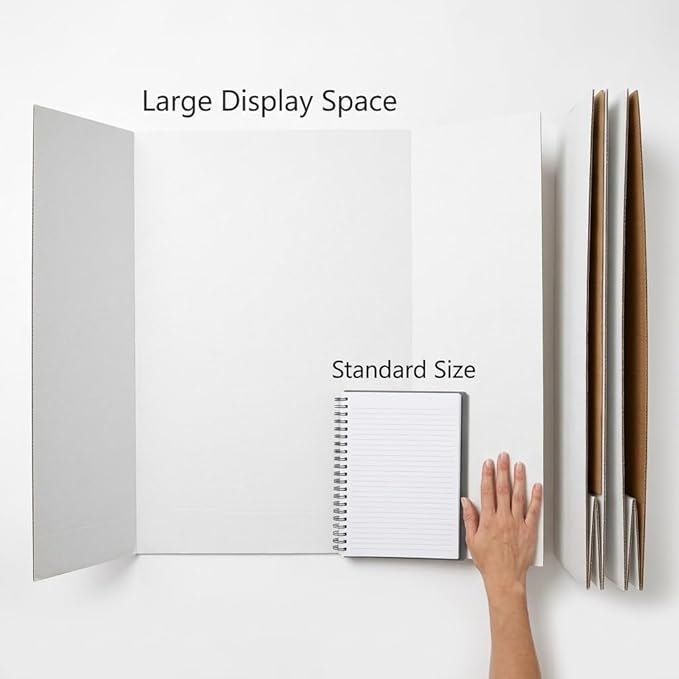 Trifold Poster Board, 24" x 16", White Corrugated Project Boards for Science Fairs, Event Displays, and Business Presentations, School Projects, 3-Pack