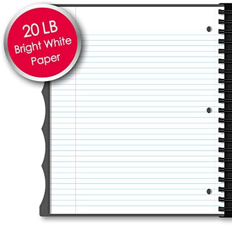 iScholar iQ+ 5-Subject Poly Cover Wirebound Notebook, College Ruled, 11 x 8.5 Inch Sheet Size, 200 Sheets, White (59906-WH)