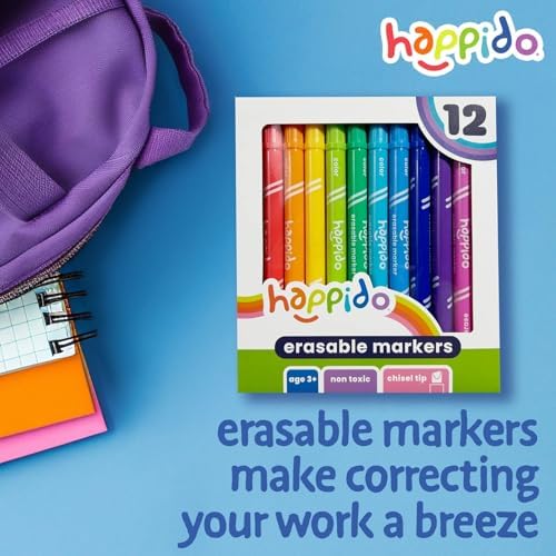Happido Double-Sided Erasable Markers for Kids, Set of 12