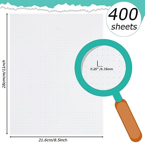 Sabary 400 Sheets Dot Cross Grid Graph Paper 8.5 x 11 Inches Letter Size Grid Paper Unpunched Refills Graph Paper Large Grid for Planning Bullet Journaling Thick Paper Smooth, White (Classic Style)