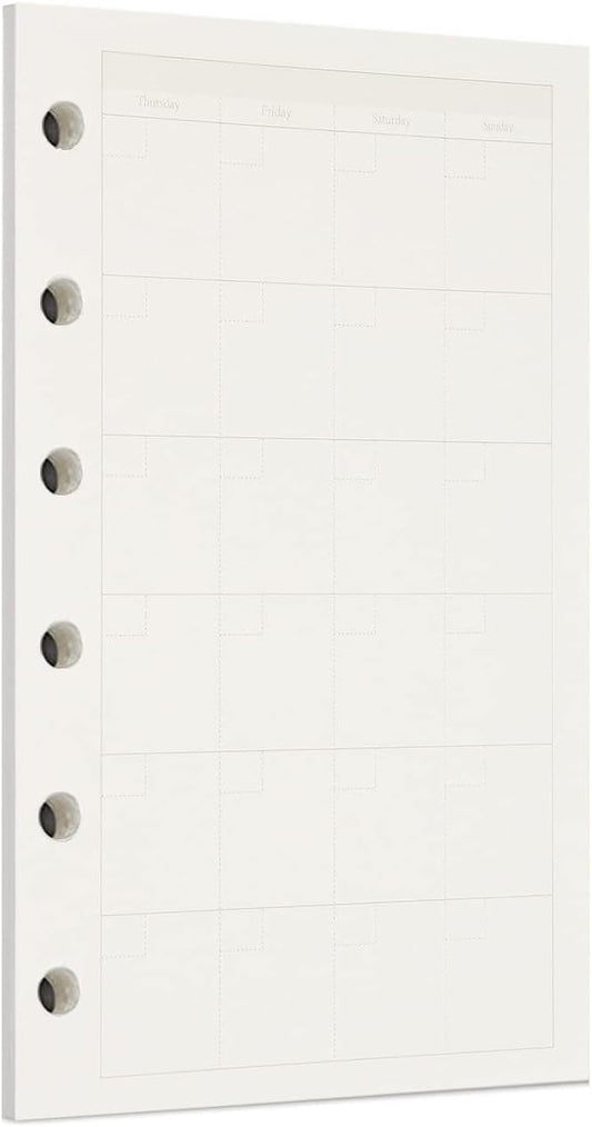 Zelten 1 Pack A7 45 Sheets/90 Pages Monthly Planner Loose Leaf Punched Paper Refills Paper for 6 Hole Binder Personal Organizer Diary Notebook Refillable Planner