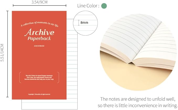 Monolike Archive Paperback Line Notebook - 01. Red_Design note, Mini note, Simple note, Notebook, 192 Pages, 4.13x6.69