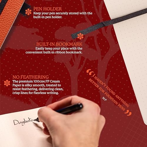 Dingbats* Wildlife Dotted Writing Journal Notebook A5 - Vegan Leather Softcover - Ideal for Work, Travel - Pocket, Elastic Closure, & Bookmark