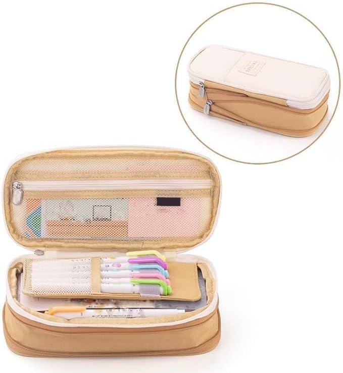 Arnuixty Large Storage Pencil Case Pen Bag with Zipper Big Capacity Pouch Organizer for Office Travel Holder Box