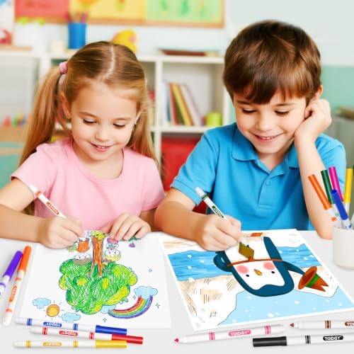 24 Pack Washable Markers Bulk with 10 Colors for Kids, School Supplies