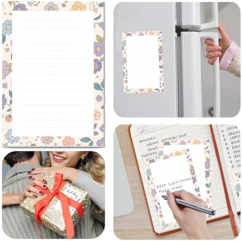 2 Pack Lined Sticky Notes 4x6 in, Cute Self-Stick Notepads with Lines, Large Memo Pads Strong Adhesive for Office, Home Cute Boho Flowers