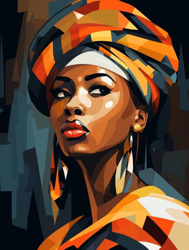 SKRYUIE Paint by Numbers Kit for Adults Beginner African Woman, Acrylic African American Oil Painting by Numbers Kits with PaintBrushes Paintwork Art Crafts Canvas for Home Decor 16x20 inch