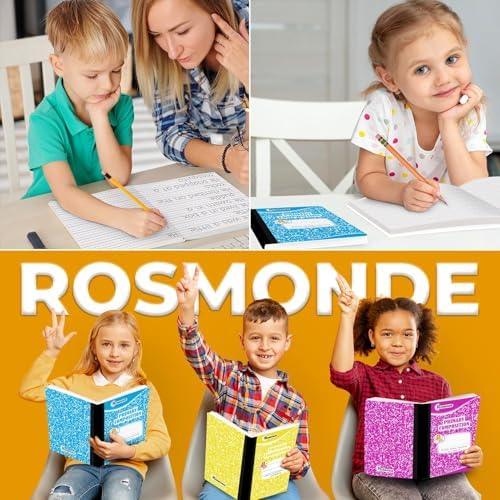 Rosmonde 100 Pack Bulk Composition Notebooks, Primary Ruled, Color Marbles
