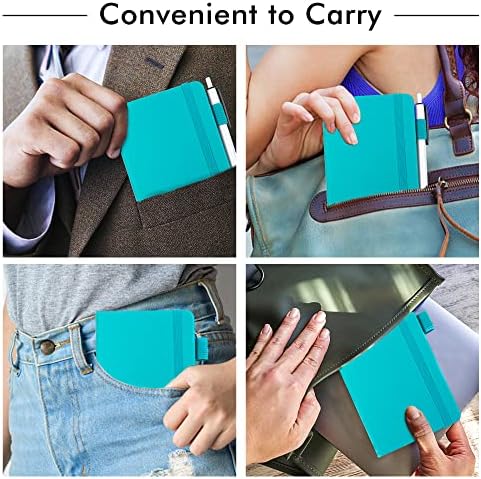 feela 3 Pack Pocket Notebook Journals with 3 Black Pens, A6 Mini Cute Small Journal Notebook Bulk Hardcover College Ruled Notepad with Pen Holder for Office School Supplies, 3.5”x 5.5”, Emerald