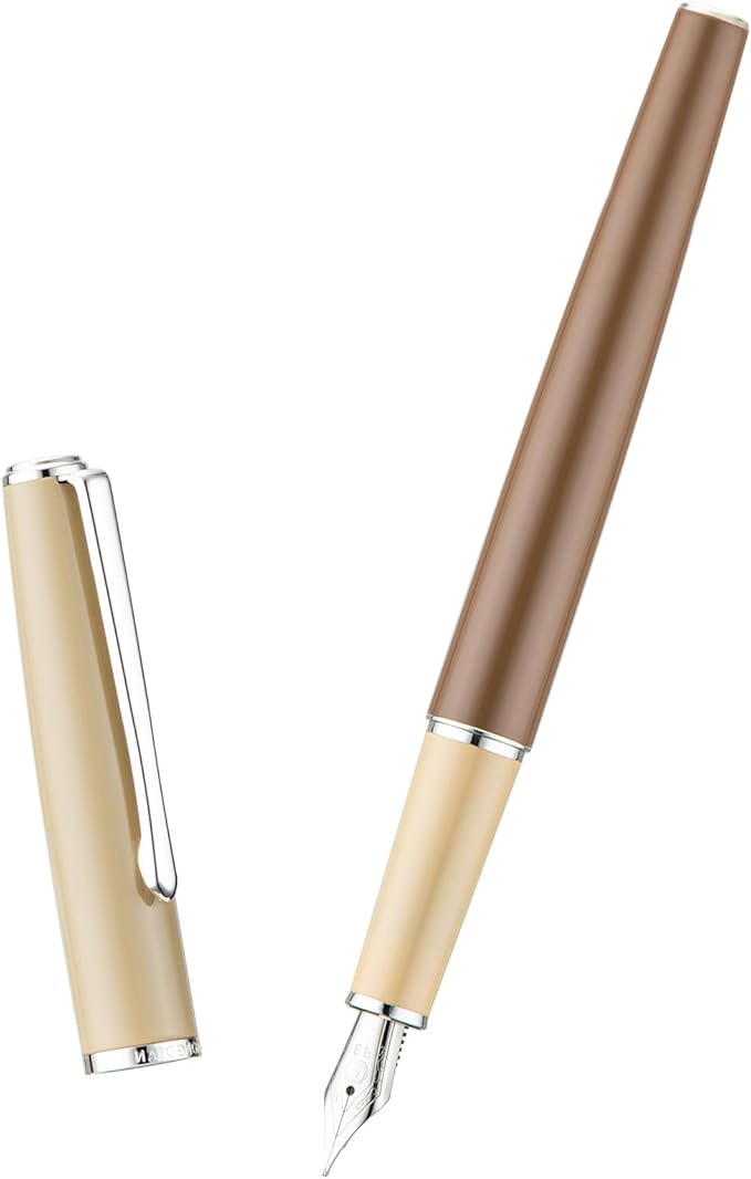 Hongdian 920S Fountain Pen Brown Metal Pen, Iridium Extra Fine Nib Classic Pen with Ink Converter