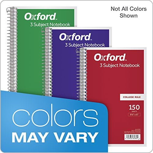 TOPS 3-Subject Wirebound Notebook, College Rule, 6 x 9.5 Inches, White, 150 Sheets per Book, Color Cover May Vary (65362)