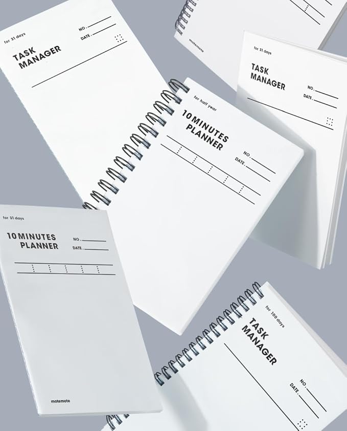 motemote 10-Minute Planner 31 DAYS – Undated Daily Planner with Time Blocking, Goal Setting & Reflection – Boost Productivity & Build Better Habits in Just 10 Minutes a Day, Lightweight & Portable, Study Plan, Color Chip Edition (White)