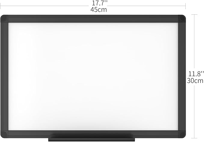 VIZ-PRO Magnetic Whiteboard/Dry Erase Board with Black Aluminium Frame, 18 X 12 Inches, Includes 1 Eraser & 2 Markers & 4 Magnets