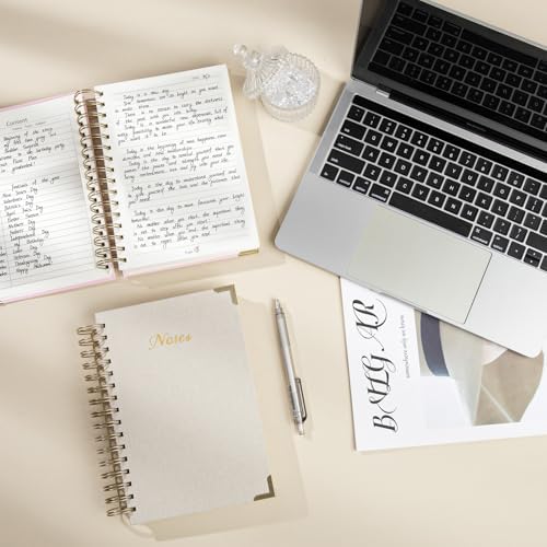 Spiral Notebook Journal, 328 Pages Linen Hardcover College Ruled Notebook, Lined Thick Journals for Women Men, A4 Thick Spiral Journal for Writing, 100GSM Paper, Cute Notebooks for Work School