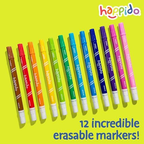 Happido Double-Sided Erasable Markers for Kids, Set of 12
