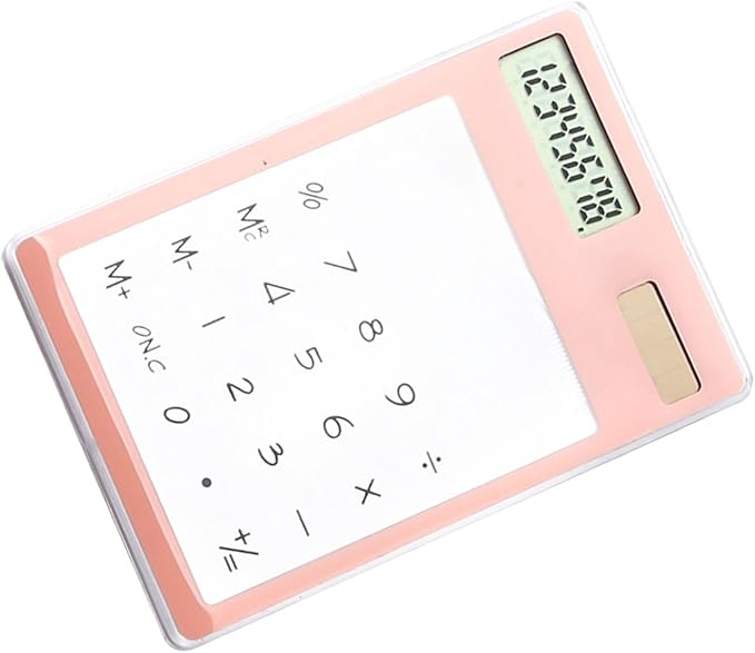 Solar Powered Calculator, Touch Screen 8 Digit LCD Display, Transparent Calculator for Office School Home with Lightweight and Compact Designf Business People and Family Use