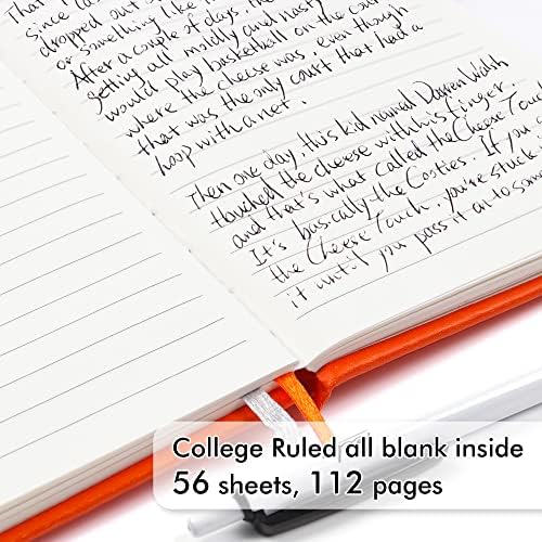 feela 3 Pack Pocket Notebook Journals with 3 Black Pens, A6 Mini Cute Small Journal Notebook Bulk Hardcover College Ruled Notepad with Pen Holder for Office School Supplies, 3.5”x 5.5”, Orange