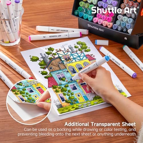 Shuttle Art 89 Colors Alcohol Markers, 88 Colors Dual Tip Art Marker Set Plus 1 Colorless Blender with Marker Case Perfect for Illustration Students Adult Coloring Sketching