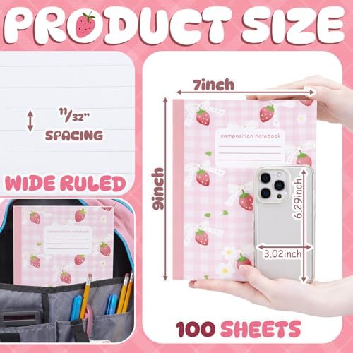 Harloon 6 Pack Kawaii Composition Notebooks Wide Ruled Journal Bulk