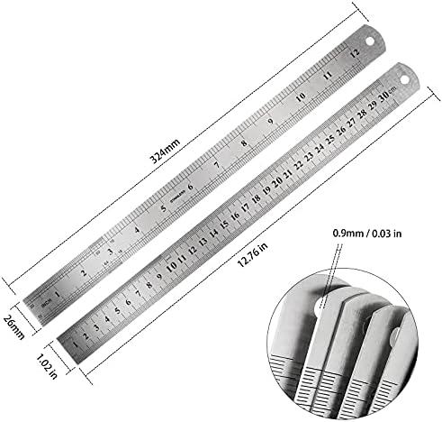 30 Pack 12 Inches Stainless Steel Rulers, Straight Edge Laser Engraved