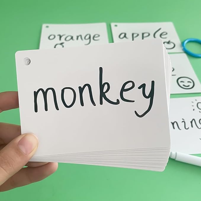 Lachilly 20Pcs Dry Erase Index Cards – Laminated Cards for Versatile Use, Reusable Blank Cards for Home, Work, and School - Cardstock 3.1“ x 4.3“ with Convenient Hole Punch and Storage Ring