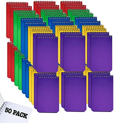 Memo Books, Wirebound Top Spiral Memo Pads 3x5”, Lined College Ruled Paper, Pocket Notebook, Memo Pads for Home Office Accessories, Mini Note Pads - 3x5 Inch - Assorted Colors, 50 Sheets - 50 Pack