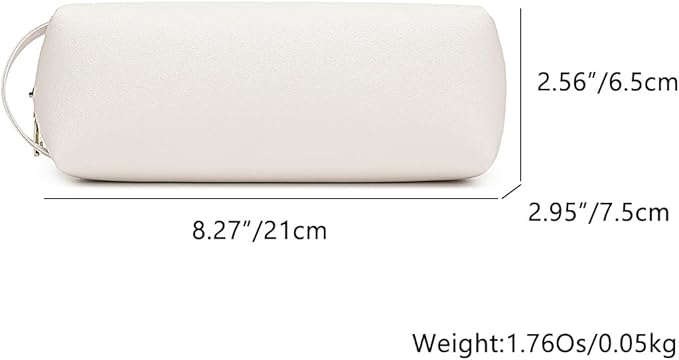 Pencil Case Soft School Pencil Pouch Bag for Easy Carry Stylish and Durable (Beige,Faux leather)