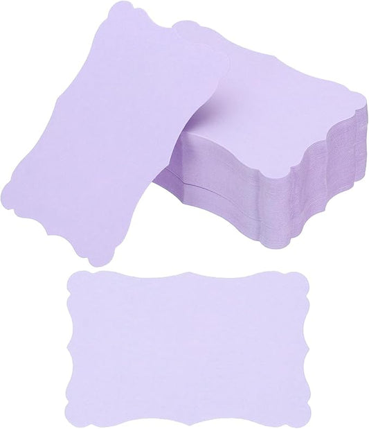 PATIKIL 3.7"x2.4" Blank Paper Business Cards, 120 Pack Small Index Flash Cards Words Message Note Card Mini Paper Tags Lace for DIY Gift, Light Purple