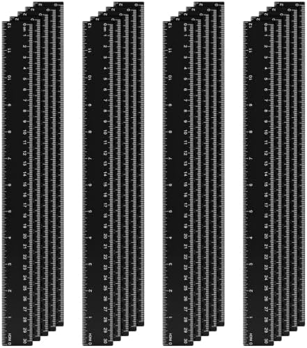 Eboot 20 Pack 12 in Clear Plastic Rulers for Classroom, School, Black