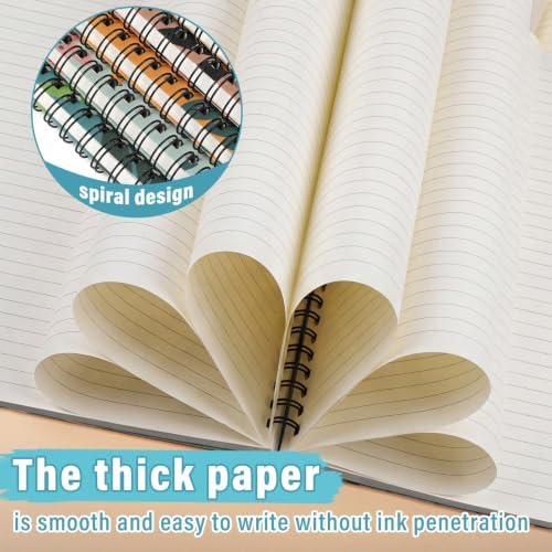 Fuutreo 6 Pack Spiral Notebook 10.5x7.45 Notebook,Colorful,Floral