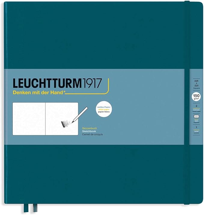 Leuchtturm1917 - Square Hardcover Sketchbook (Black) - 112 Pages of 150g/m² Paper
