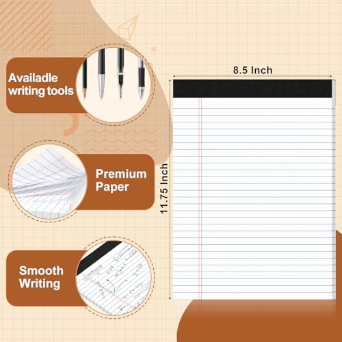 Legal Pads 8.5 X11.75, Narrow Ruled Notepads, 12 Pack White Legal Pads