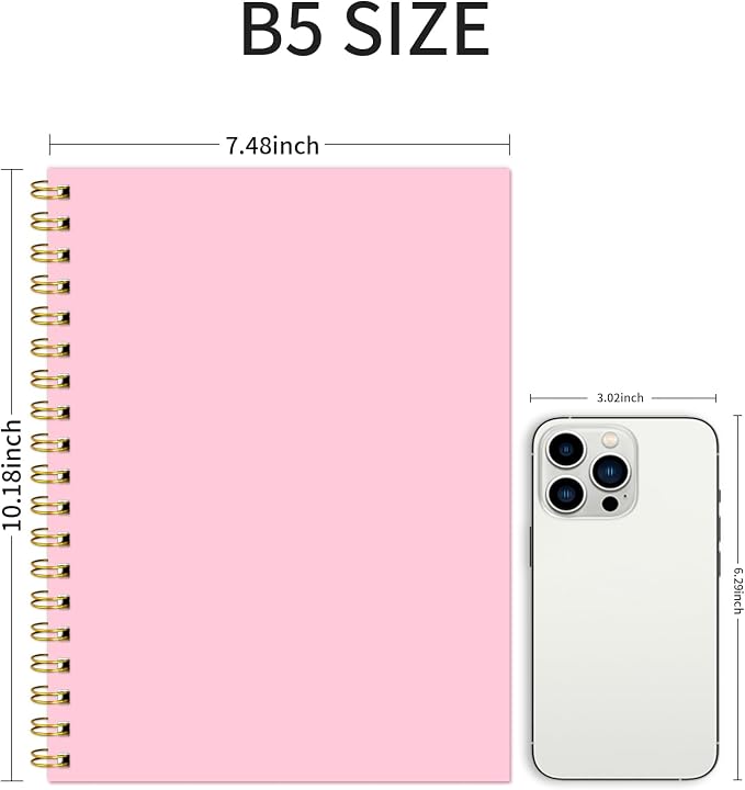 Graph Spiral Notebook 4 Pack Pink B5 Hardcover Grid Journal 100GSM