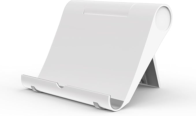 Cell Phone Stand for Desk, Foldable and Adjustable Multi-Angle Holder Dock, Universal Compatibility for Most Phone and Tablet, Portable and Sturdy Design for Office and Home (White)