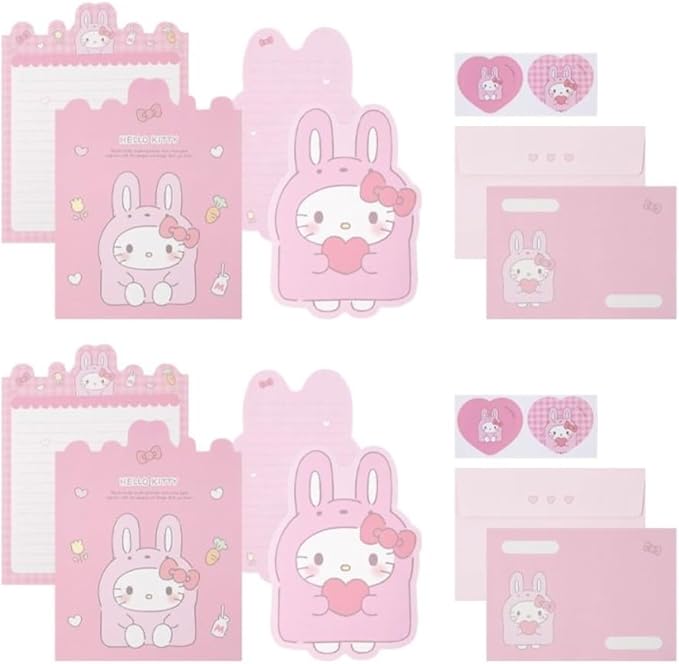 Generic Cute Stationery Writing Paper and Envelopes Set, 8 Letter Papers, 4 Envelopes, and 4 Stickers Included (Kitty)
